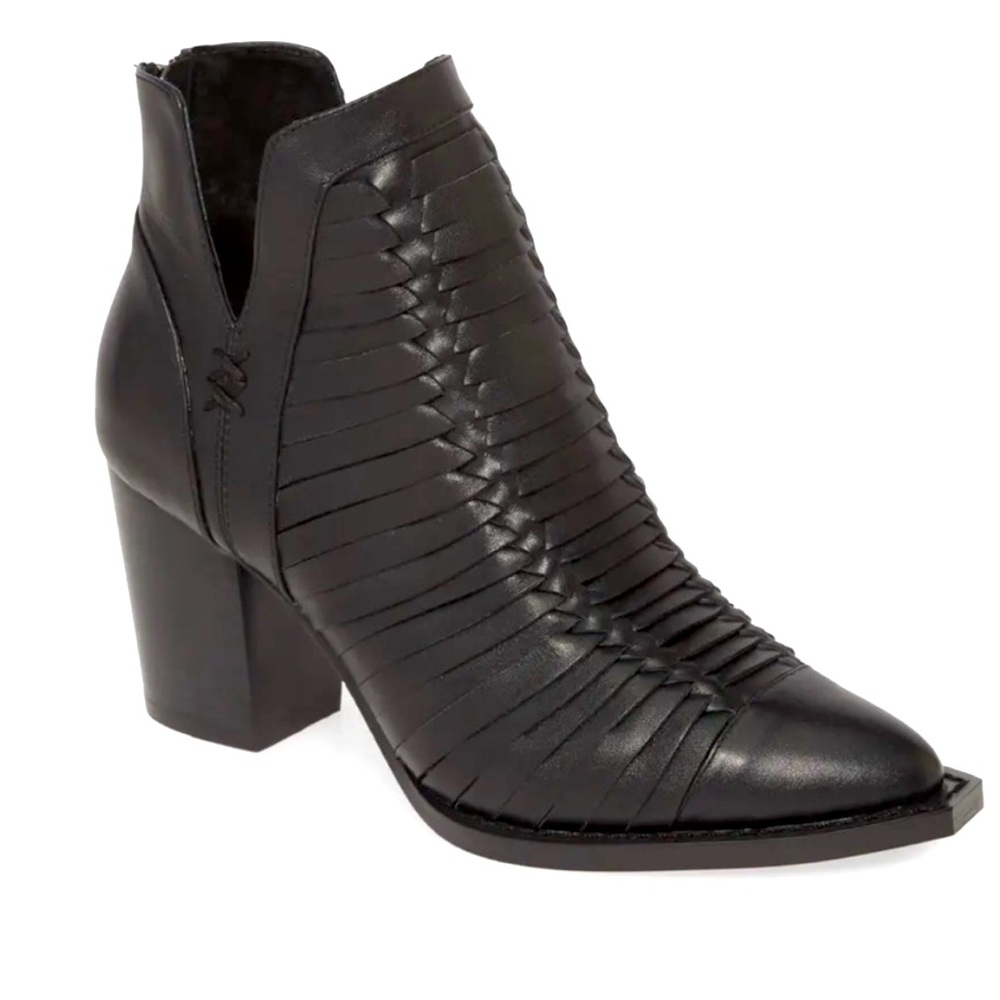 Anthropologie Leanah Woven Heeled Booties Black 37